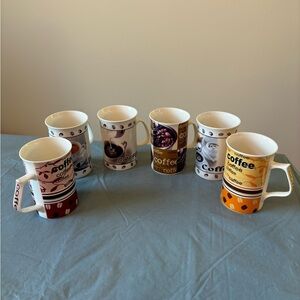 6 for $25 - 6 Coffee Mugs - 4.5” height x 3” x 3”